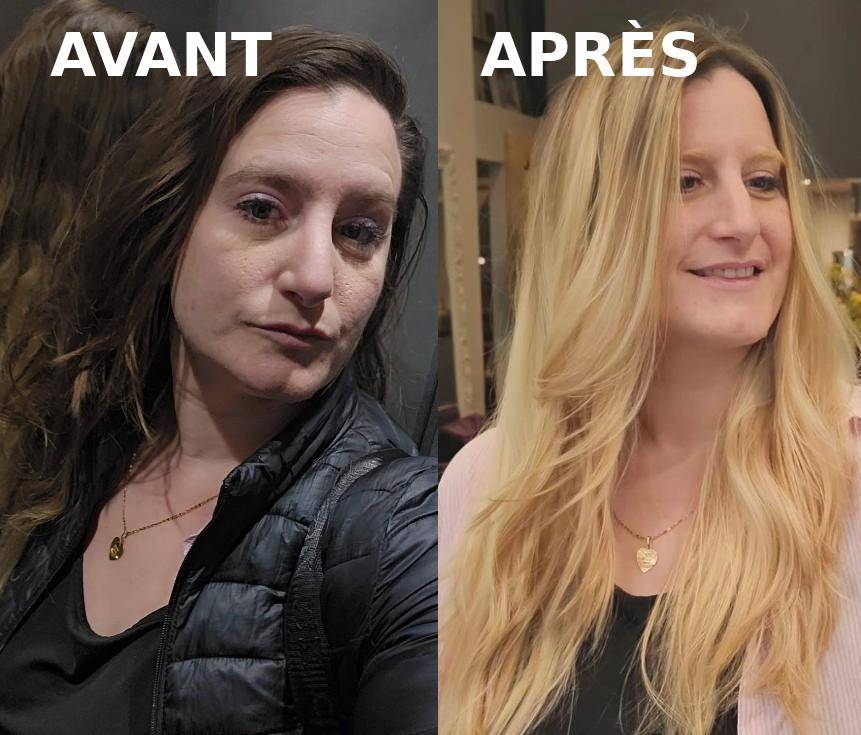 AVANT APRES COULEUR transformation capillaire réussie chez Coiffure des Arts à Lyon